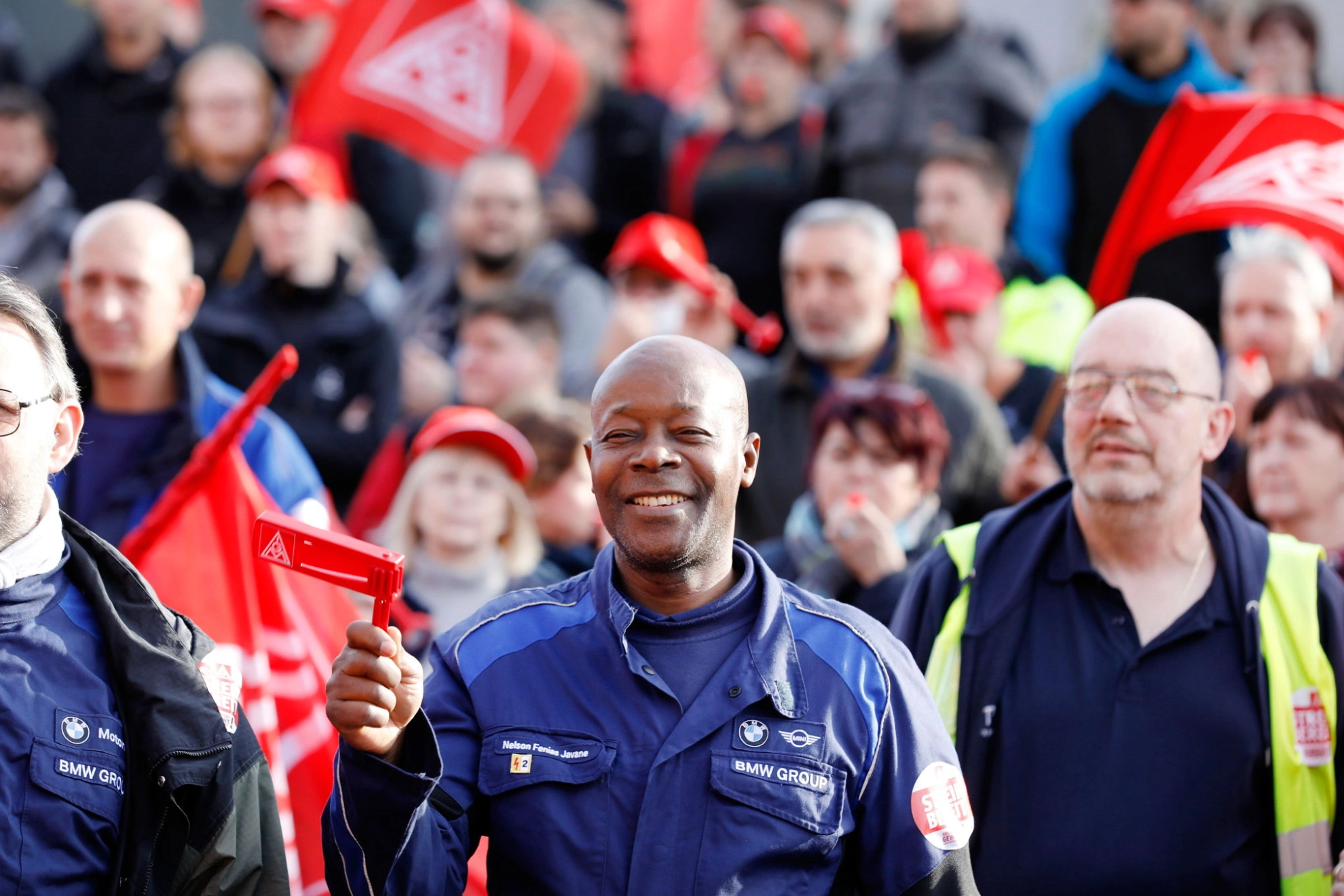 Warnstreik in Berlin während der Tarifrunde der Metall- und Elektroindustrie 2022