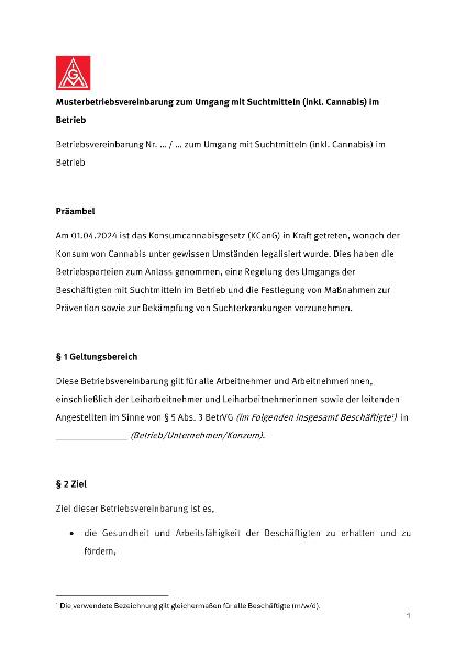 Muster BV Cannabis